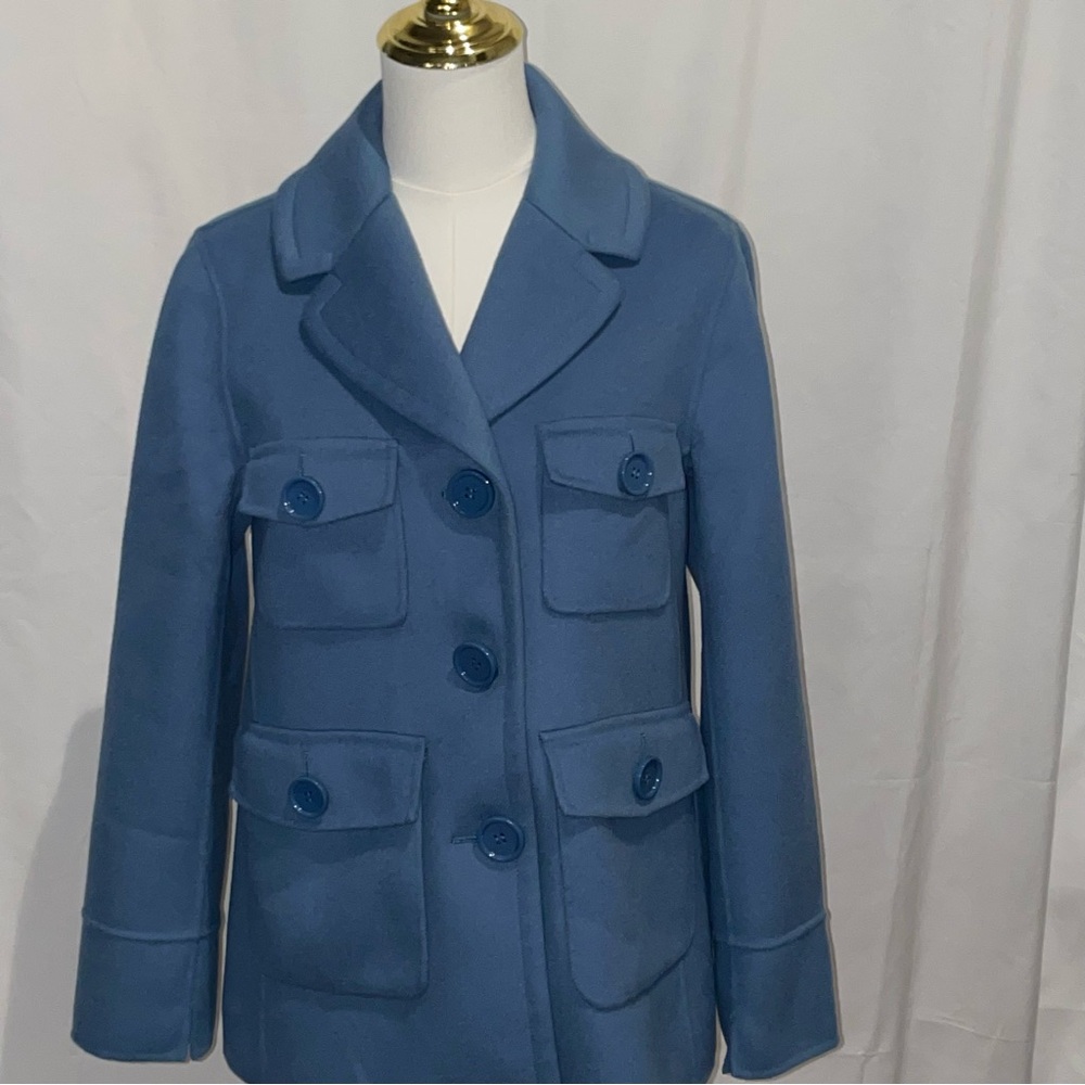 S. Max Mara Designer Blue Military Style Coat